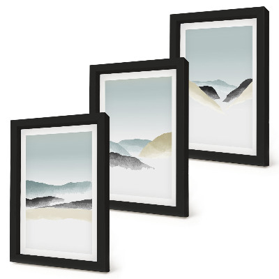 Modern keretezett kép szett Minimalista hegyek finom pasztellben