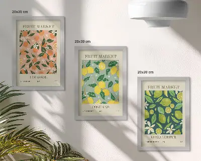 Modern keretezett képszett gyümölcsös és vintage virágmintás motívumokkal