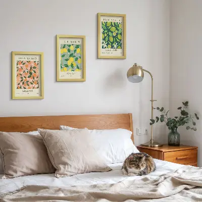 Modern keretezett képszett gyümölcsös és vintage virágmintás motívumokkal
