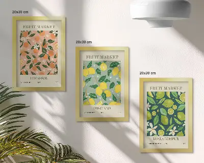 Modern keretezett képszett gyümölcsös és vintage virágmintás motívumokkal