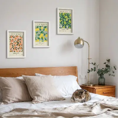 Modern keretezett képszett gyümölcsös és vintage virágmintás motívumokkal