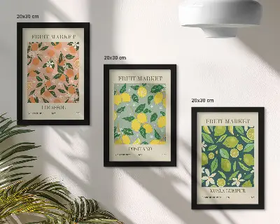 Modern keretezett képszett gyümölcsös és vintage virágmintás motívumokkal