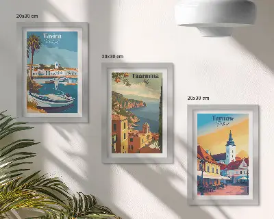 Tengerparti városok és építészetük látképe modern keretezett képszett