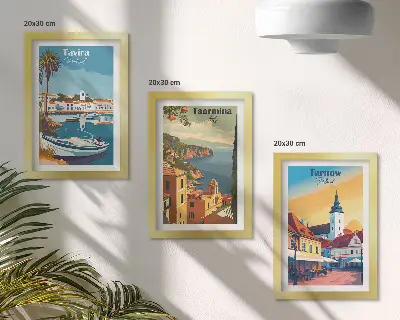 Tengerparti városok és építészetük látképe modern keretezett képszett