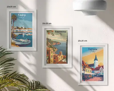 Tengerparti városok és építészetük látképe modern keretezett képszett