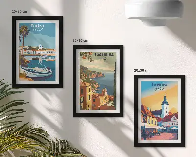 Tengerparti városok és építészetük látképe modern keretezett képszett
