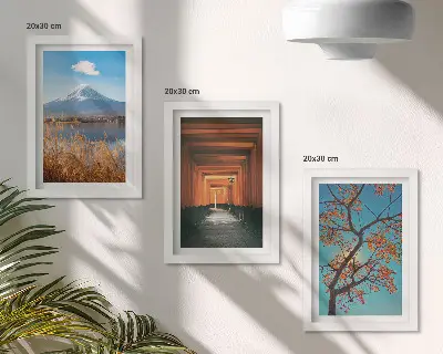 Keretezett triptichon japán tájak, ázsiai természet és építészet témában