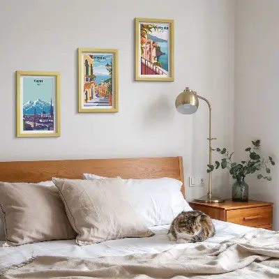 Modern keretezett képszett színes retró stílusú városképek