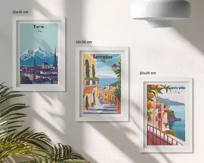 Modern keretezett képszett színes retró stílusú városképek