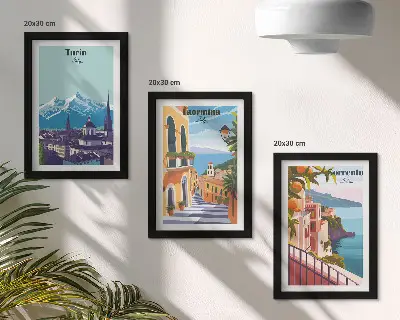 Modern keretezett képszett színes retró stílusú városképek