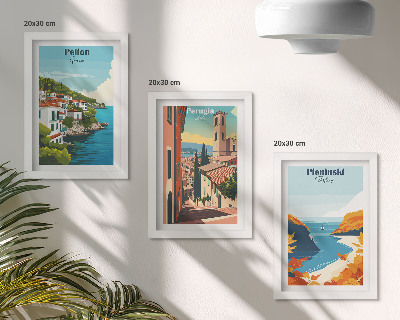 Keretezett triptichon Festői tájak retró stílusban