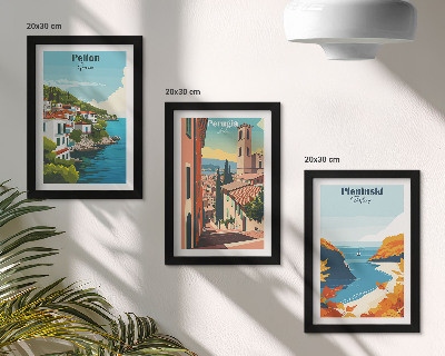 Keretezett triptichon Festői tájak retró stílusban