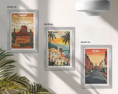 Modern keretes képszett városok és természeti tájak meleg színekben