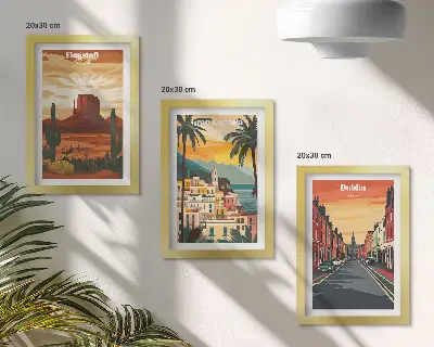 Modern keretes képszett városok és természeti tájak meleg színekben