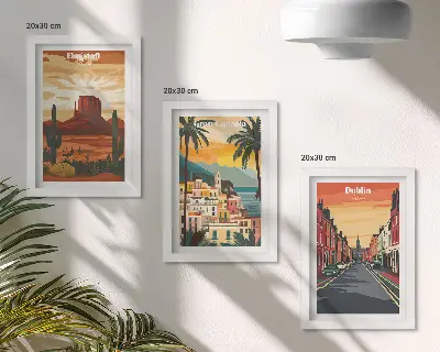 Modern keretes képszett városok és természeti tájak meleg színekben