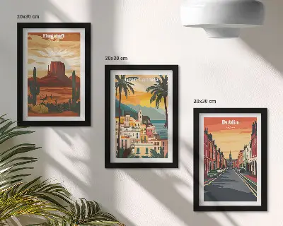 Modern keretes képszett városok és természeti tájak meleg színekben