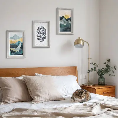 Modern keretezett képszett absztrakt hegyi tájak inspiráló felirattal