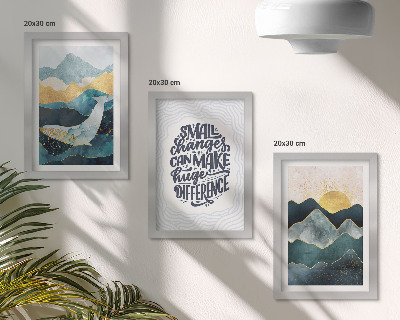 Modern keretezett kép szett Absztrakt hegyi tájak inspiráló felirat
