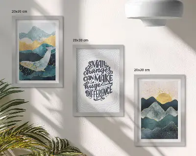 Modern keretezett képszett absztrakt hegyi tájak inspiráló felirattal