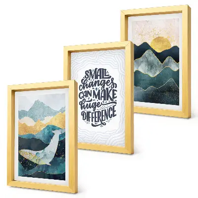 Modern keretezett képszett absztrakt hegyi tájak inspiráló felirattal