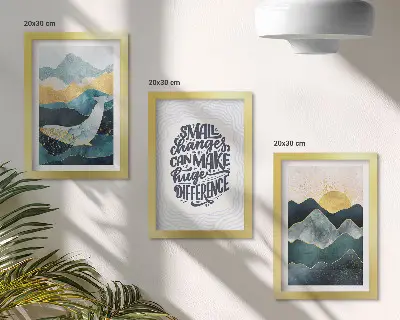 Modern keretezett képszett absztrakt hegyi tájak inspiráló felirattal