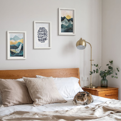 Modern keretezett kép szett Absztrakt hegyi tájak inspiráló felirat