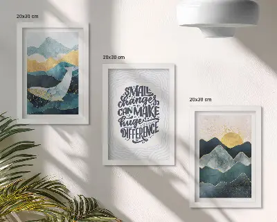 Modern keretezett képszett absztrakt hegyi tájak inspiráló felirattal