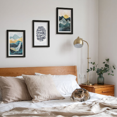 Modern keretezett kép szett Absztrakt hegyi tájak inspiráló felirat