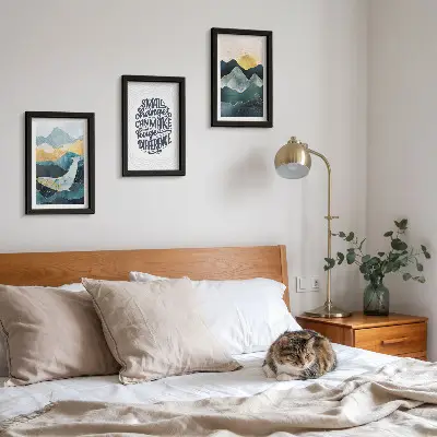 Modern keretezett képszett absztrakt hegyi tájak inspiráló felirattal