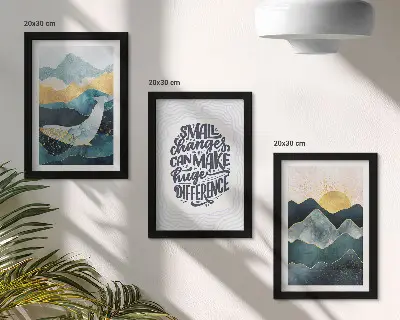 Modern keretezett képszett absztrakt hegyi tájak inspiráló felirattal