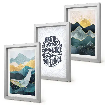 Modern keretezett képszett absztrakt hegyi tájak inspiráló felirattal