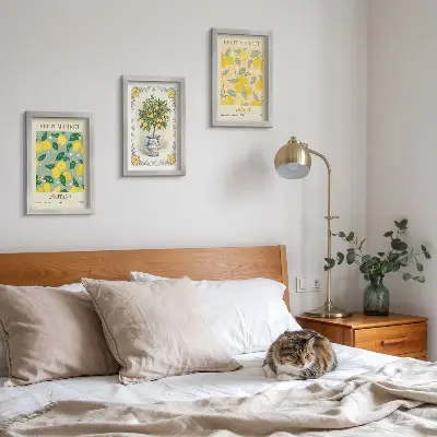 Citrusfa és gyümölcs mintás plakátszett modern keretezett kivitelben