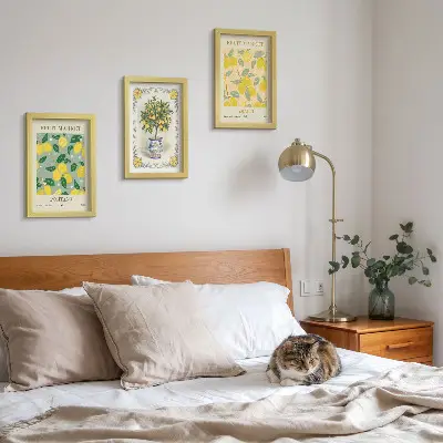 Citrusfa és gyümölcs mintás plakátszett modern keretezett kivitelben