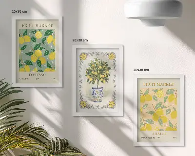 Citrusfa és gyümölcs mintás plakátszett modern keretezett kivitelben