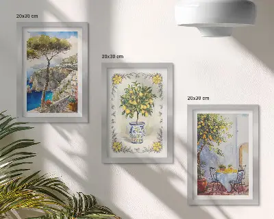 Tengeri kilátás citromfákkal keretezett triptichon