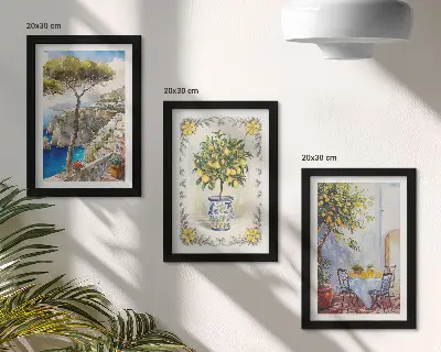 Tengeri kilátás citromfákkal keretezett triptichon