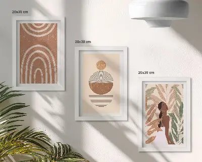Keretezett triptichon stílusos növényi és geometriai mintákkal