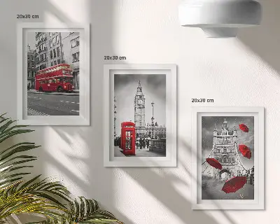 Keretezett triptichon piros díszítésekkel és híres londoni épületekkel