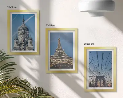 Híres épületek látképe a világ különböző városaiból keretezett triptichon