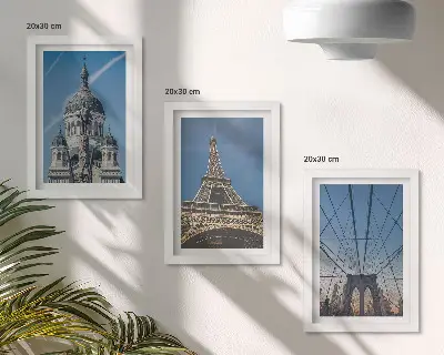 Híres épületek látképe a világ különböző városaiból keretezett triptichon