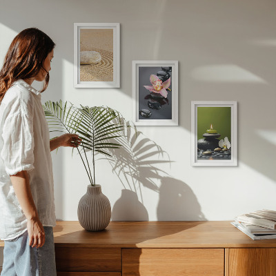 Modern keretezett kép szett Pihentető kőmotívumok a béke és a zen jegyében
