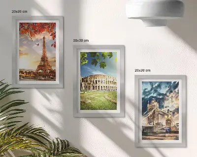 Modern keretezett kép szett Európa műemlékei meleg táji színekben