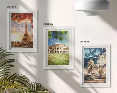 Modern keretezett kép szett Európa műemlékei meleg táji színekben