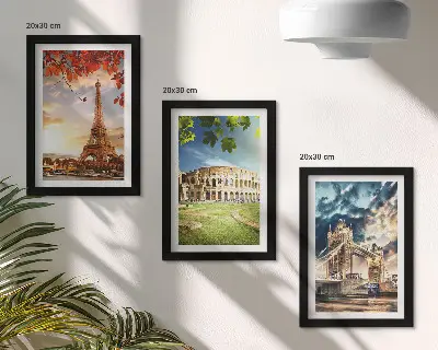 Modern keretezett kép szett Európa műemlékei meleg táji színekben