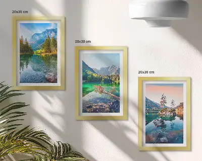 Modern keretezett kép szett hegyi tavakat és természeti tájat ábrázoló mintával