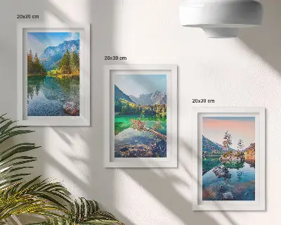 Modern keretezett kép szett hegyi tavakat és természeti tájat ábrázoló mintával