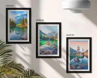 Modern keretezett kép szett hegyi tavakat és természeti tájat ábrázoló mintával