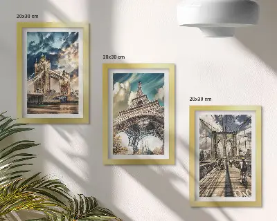 Hidak és tornyok európai városokban keretezett triptichon