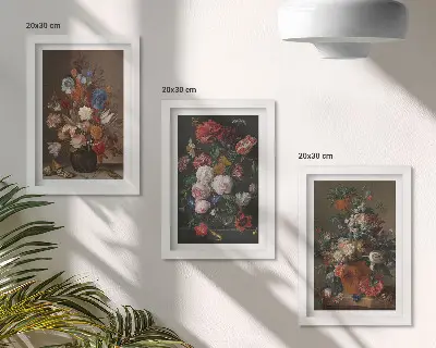 Modern keretezett képszett virágok vázákban és vintage növényi kompozíciók