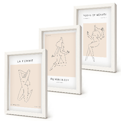 Modern keretezett kép szett Nők lineáris sziluettjei minimalista plakátokon
